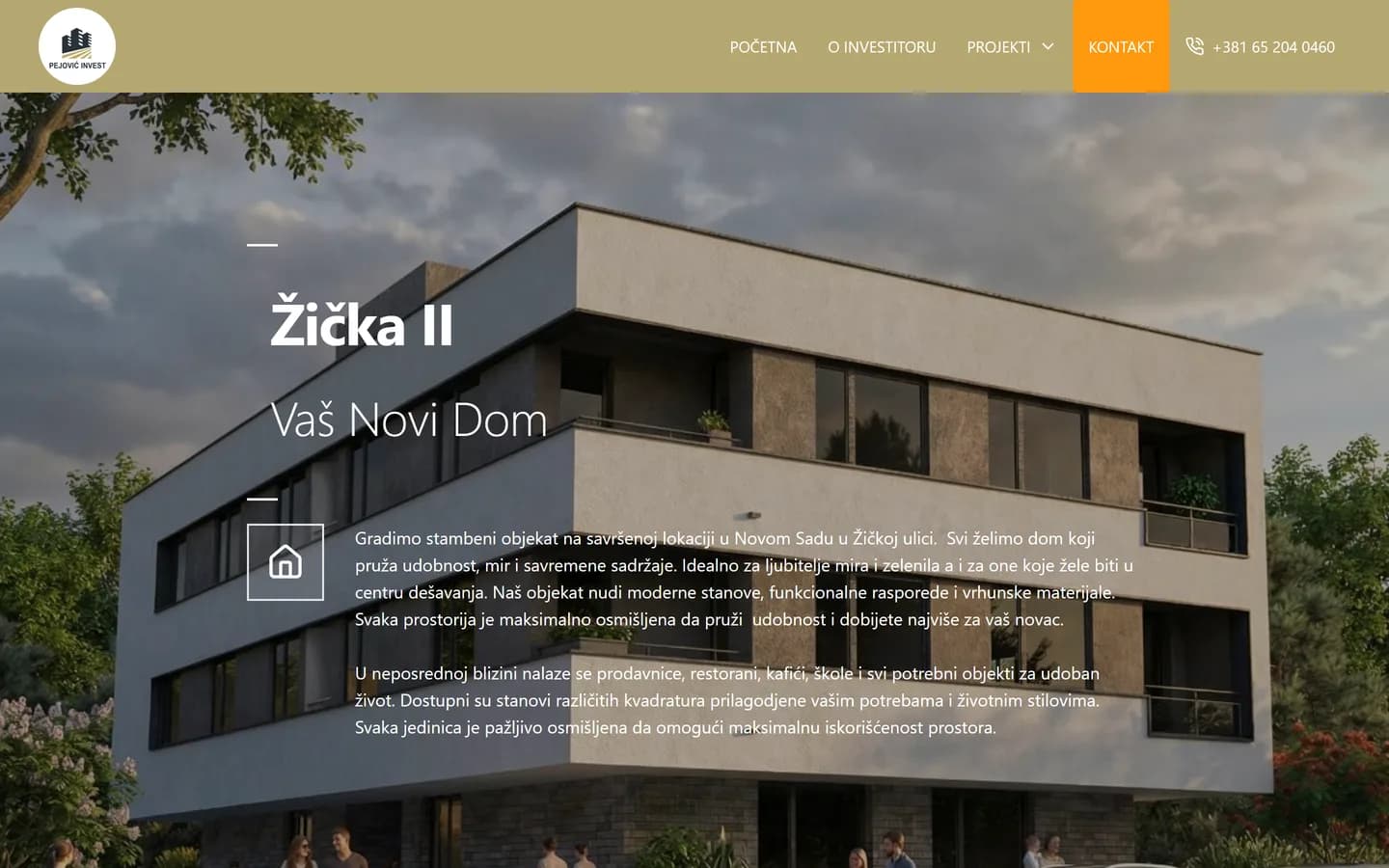 Izrada sajta za Pejović Invest — novogradnja i prodaja stanova